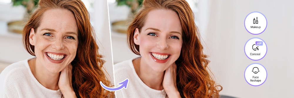 example of using Vivid Glam to make a woman looks younger in a photo